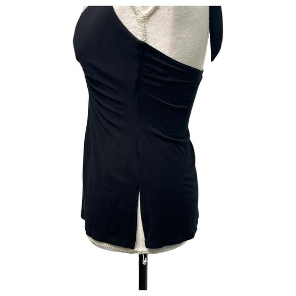 VTG Cache Halter Top Womens Medium Black Babydoll Crochet Boho Y2K Retro Fairy - Picture 6 of 12